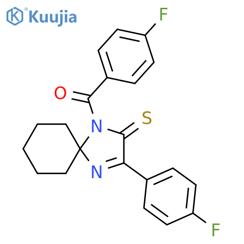 1-(4-fluorobenzoyl)-3-(4-fluorophenyl)-1,4-diazaspiro4.5dec-3-ene-2-thione structure