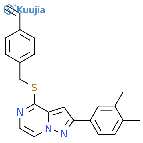 2-(3,4-dimethylphenyl)-4-{[(4-ethenylphenyl)methyl]sulfanyl}pyrazolo[1,5-a]pyrazine structure