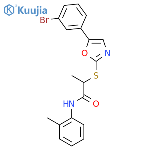 2-{[5-(3-bromophenyl)-1,3-oxazol-2-yl]sulfanyl}-N-(2-methylphenyl)propanamide structure
