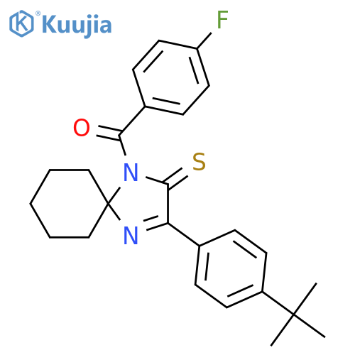 3-(4-tert-butylphenyl)-1-(4-fluorobenzoyl)-1,4-diazaspiro4.5dec-3-ene-2-thione structure