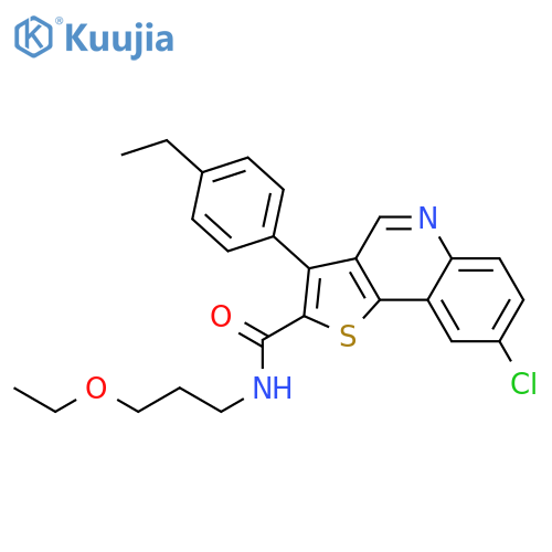 8-chloro-N-(3-ethoxypropyl)-3-(4-ethylphenyl)thieno[3,2-c]quinoline-2-carboxamide structure
