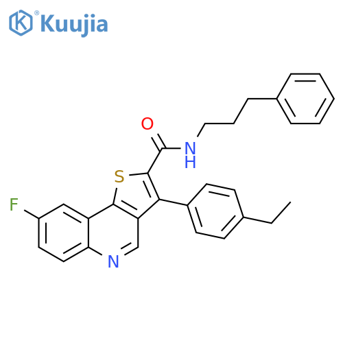3-(4-Ethylphenyl)-8-fluoro-N-(3-phenylpropyl)thieno[3,2-c]quinoline-2-carboxamide structure