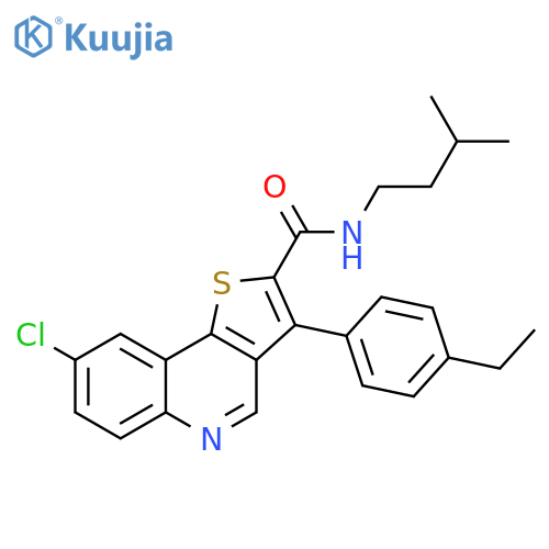 8-Chloro-3-(4-ethylphenyl)-N-(3-methylbutyl)thieno[3,2-c]quinoline-2-carboxamide structure