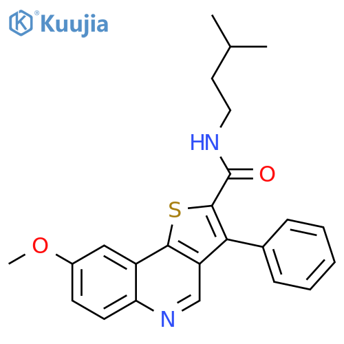 8-methoxy-N-(3-methylbutyl)-3-phenylthieno[3,2-c]quinoline-2-carboxamide structure