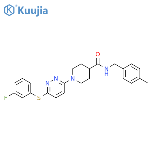 1-{6-[(3-fluorophenyl)sulfanyl]pyridazin-3-yl}-N-[(4-methylphenyl)methyl]piperidine-4-carboxamide structure