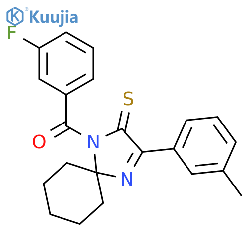 1-(3-Fluorobenzoyl)-3-(3-methylphenyl)-1,4-diazaspiro[4.5]dec-3-ene-2-thione structure