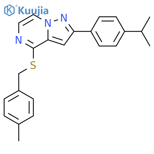 4-{[(4-methylphenyl)methyl]sulfanyl}-2-[4-(propan-2-yl)phenyl]pyrazolo[1,5-a]pyrazine structure