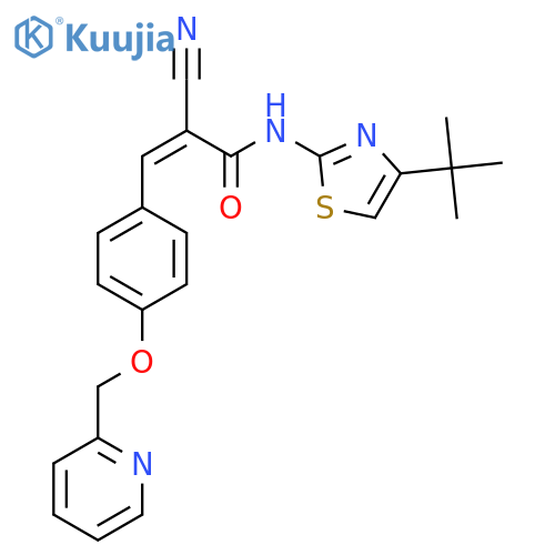 (Z)-N-(4-tert-butyl-1,3-thiazol-2-yl)-2-cyano-3-[4-(pyridin-2-ylmethoxy)phenyl]prop-2-enamide structure