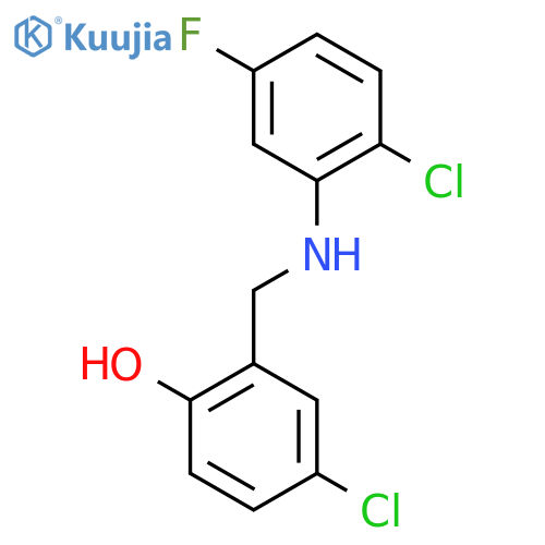 4-Chloro-2-{[(2-chloro-5-fluorophenyl)amino]methyl}phenol structure