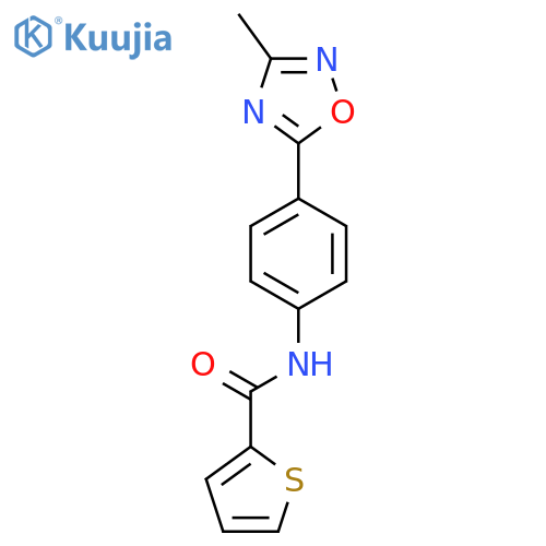 N-4-(3-methyl-1,2,4-oxadiazol-5-yl)phenylthiophene-2-carboxamide structure