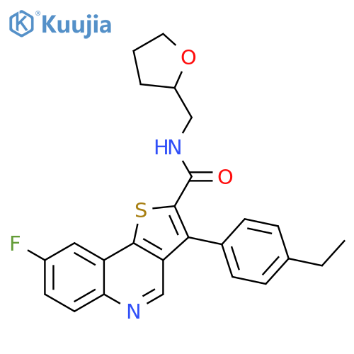 3-(4-ethylphenyl)-8-fluoro-N-[(oxolan-2-yl)methyl]thieno[3,2-c]quinoline-2-carboxamide structure