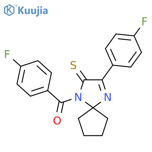 1-(4-fluorobenzoyl)-3-(4-fluorophenyl)-1,4-diazaspiro4.4non-3-ene-2-thione structure