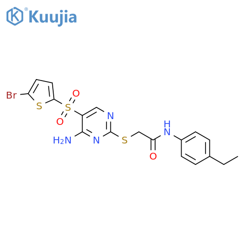 2-({4-amino-5-[(5-bromothiophen-2-yl)sulfonyl]pyrimidin-2-yl}sulfanyl)-N-(4-ethylphenyl)acetamide structure