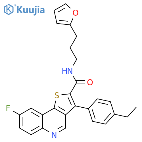 3-(4-ethylphenyl)-8-fluoro-N-[3-(furan-2-yl)propyl]thieno[3,2-c]quinoline-2-carboxamide structure