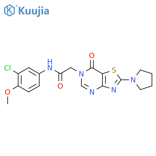 N-(3-chloro-4-methoxyphenyl)-2-7-oxo-2-(pyrrolidin-1-yl)-6H,7H-1,3thiazolo4,5-dpyrimidin-6-ylacetamide structure