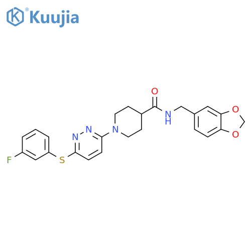 N-[(2H-1,3-benzodioxol-5-yl)methyl]-1-{6-[(3-fluorophenyl)sulfanyl]pyridazin-3-yl}piperidine-4-carboxamide structure