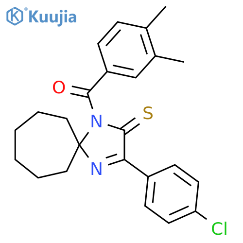 3-(4-Chlorophenyl)-1-(3,4-dimethylbenzoyl)-1,4-diazaspiro[4.6]undec-3-ene-2-thione structure