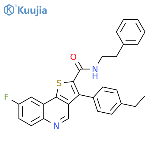 3-(4-Ethylphenyl)-8-fluoro-N-(2-phenylethyl)thieno[3,2-c]quinoline-2-carboxamide structure