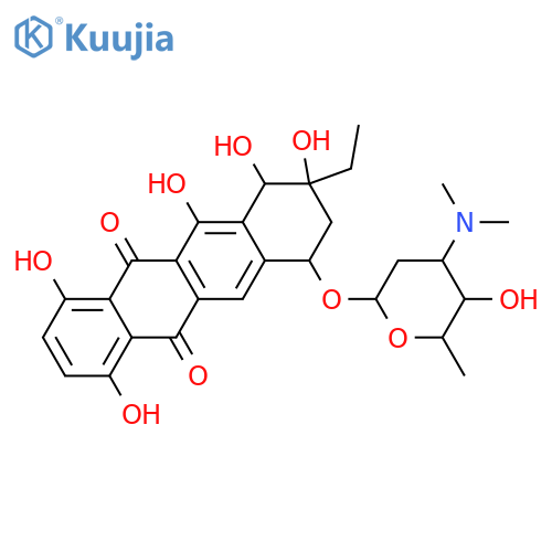 5,12-Naphthacenedione,8-ethyl-7,8,9,10-tetrahydro-1,4,6,7,8-pentahydroxy-10-[[2,3,6-trideoxy-3-(dimethylamino)-a-L-lyxo-hexopyranosyl]oxy]-,(7R,8R,10S)- (9CI) structure