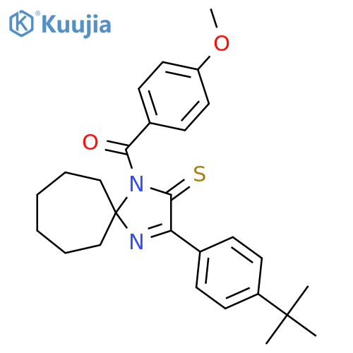 3-(4-tert-butylphenyl)-1-(4-methoxybenzoyl)-1,4-diazaspiro4.6undec-3-ene-2-thione structure