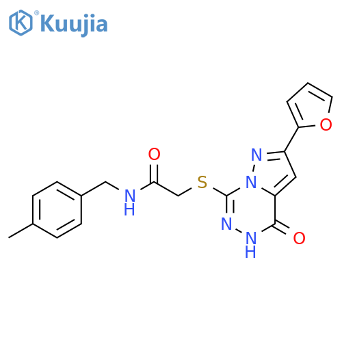2-{2-(furan-2-yl)-4-oxo-4H,5H-pyrazolo1,5-d1,2,4triazin-7-ylsulfanyl}-N-(4-methylphenyl)methylacetamide structure