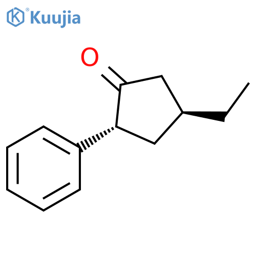Cyclopentanone, 4-ethyl-2-phenyl-, (2R,4S)-rel- structure