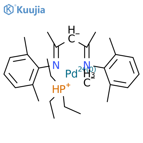 2-N,4-N-Bis(2,6-dimethylphenyl)pentane-2,4-diimine;carbanide;palladium(2+);triethylphosphanium structure