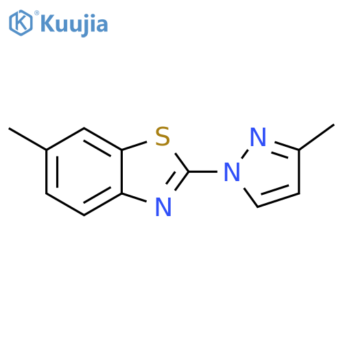 Benzothiazole, 6-methyl-2-(3-methyl-1H-pyrazol-1-yl)- structure