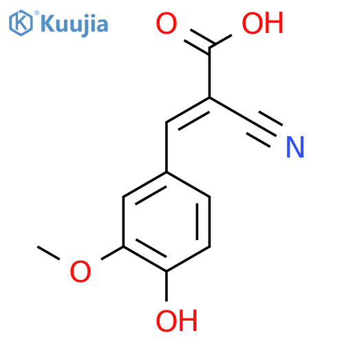 (2E)-2-cyano-3-(4-hydroxy-3-methoxyphenyl)prop-2-enoic acid structure