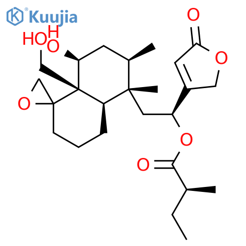 Butanoic acid,2-methyl-,(1S)-1-(2,5-dihydro-5-oxo-3-furanyl)-2-[(1R,4aR,5S,6R,8S,8aR)-octahydro-8-hydroxy-8a-(hydroxymethyl)-5,6-dimethylspiro[naphthalene-1(2H),2'-oxiran]-5-yl]ethylester, (2S)- (9CI) structure