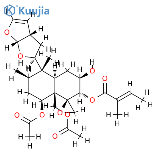 Butanoic acid,2-methyl-,(1R,2S,3R,4aR,5S,6R,8S,8aR)-8-(acetyloxy)-8a-[(acetyloxy)methyl]octahydro-3-hydroxy-5,6-dimethyl-5-[(2S,3aS,6aS)-2,3,3a,6a-tetrahydrofuro[2,3-b]furan-2-yl]spiro[naphthalene-1(2H),2'-oxiran]-2-ylester structure