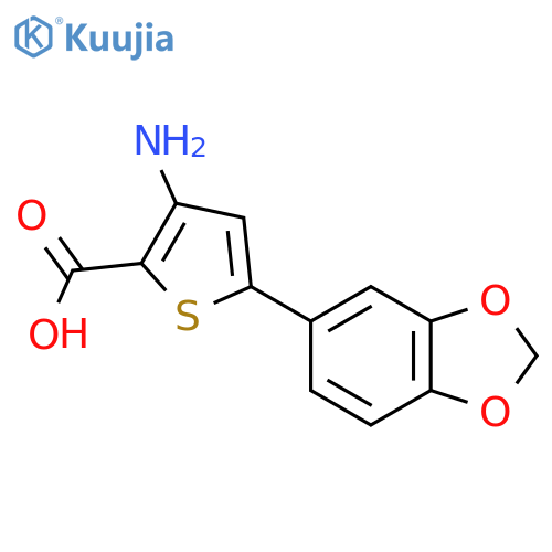 3-amino-5-(1,3-dioxaindan-5-yl)thiophene-2-carboxylic acid structure