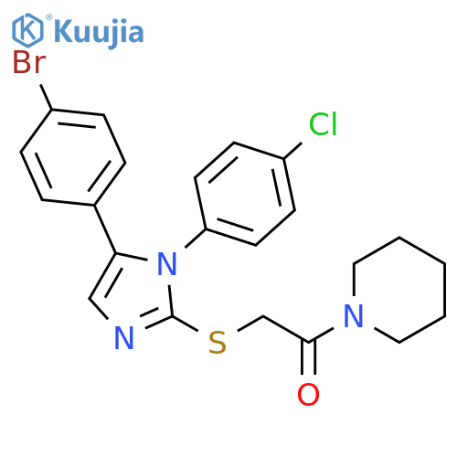 2-{[5-(4-bromophenyl)-1-(4-chlorophenyl)-1H-imidazol-2-yl]sulfanyl}-1-(piperidin-1-yl)ethan-1-one structure
