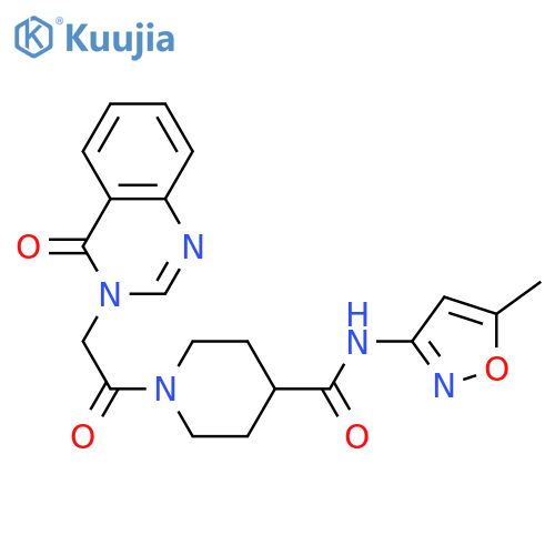 N-(5-methyl-1,2-oxazol-3-yl)-1-[2-(4-oxo-3,4-dihydroquinazolin-3-yl)acetyl]piperidine-4-carboxamide structure
