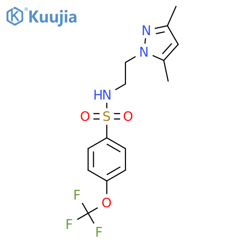 N-2-(3,5-dimethyl-1H-pyrazol-1-yl)ethyl-4-(trifluoromethoxy)benzene-1-sulfonamide structure