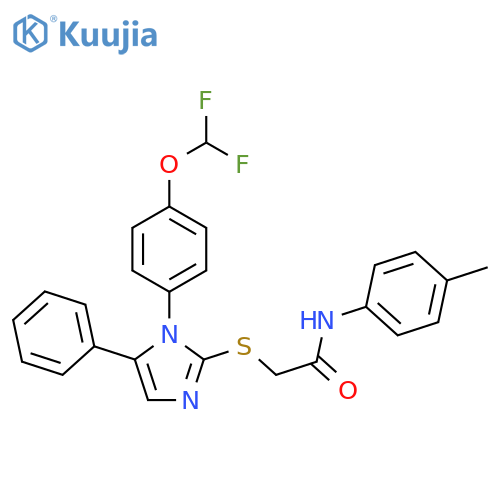 2-({1-[4-(difluoromethoxy)phenyl]-5-phenyl-1H-imidazol-2-yl}sulfanyl)-N-(4-methylphenyl)acetamide structure
