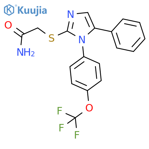2-[5-phenyl-1-[4-(trifluoromethoxy)phenyl]imidazol-2-yl]sulfanylacetamide structure