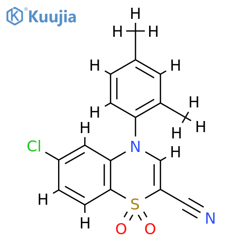 6-chloro-4-(2,4-dimethylphenyl)-1,1-dioxo-4H-1lambda6,4-benzothiazine-2-carbonitrile structure