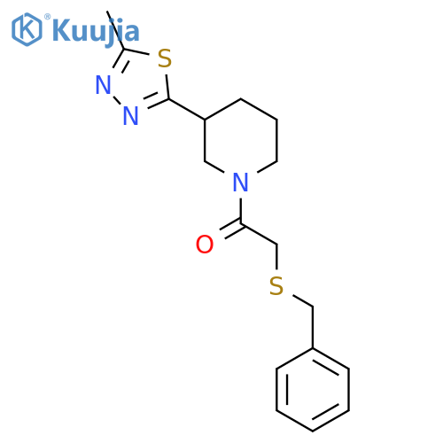 2-(benzylsulfanyl)-1-3-(5-methyl-1,3,4-thiadiazol-2-yl)piperidin-1-ylethan-1-one structure