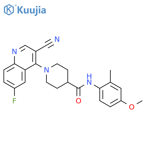1-(3-cyano-6-fluoroquinolin-4-yl)-N-(4-methoxy-2-methylphenyl)piperidine-4-carboxamide structure