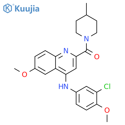 N-(3-chloro-4-methoxyphenyl)-6-methoxy-2-(4-methylpiperidine-1-carbonyl)quinolin-4-amine structure