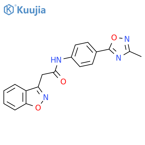 2-(1,2-benzoxazol-3-yl)-N-4-(3-methyl-1,2,4-oxadiazol-5-yl)phenylacetamide structure