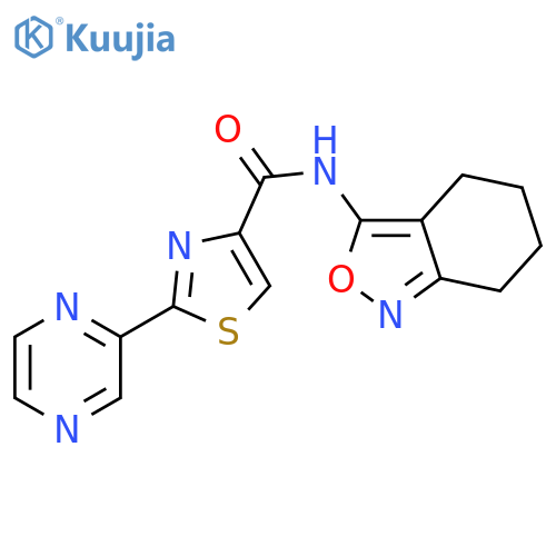 2-(pyrazin-2-yl)-N-(4,5,6,7-tetrahydro-2,1-benzoxazol-3-yl)-1,3-thiazole-4-carboxamide structure
