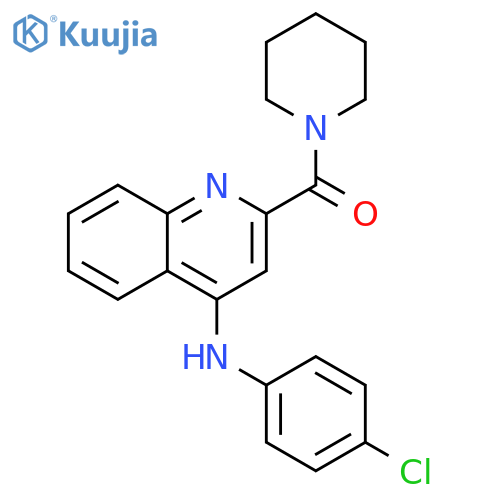 N-(4-chlorophenyl)-2-(piperidine-1-carbonyl)quinolin-4-amine structure