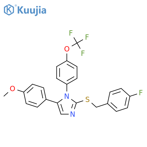 2-[(4-fluorophenyl)methylsulfanyl]-5-(4-methoxyphenyl)-1-[4-(trifluoromethoxy)phenyl]imidazole structure