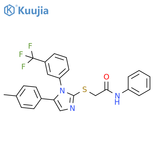 2-{[5-(4-methylphenyl)-1-[3-(trifluoromethyl)phenyl]-1H-imidazol-2-yl]sulfanyl}-N-phenylacetamide structure