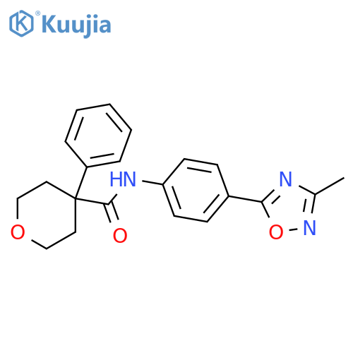 N-4-(3-methyl-1,2,4-oxadiazol-5-yl)phenyl-4-phenyloxane-4-carboxamide structure