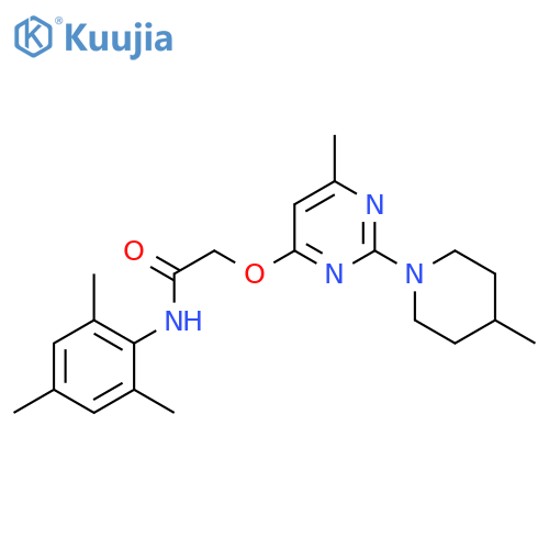 2-{[6-methyl-2-(4-methylpiperidin-1-yl)pyrimidin-4-yl]oxy}-N-(2,4,6-trimethylphenyl)acetamide structure