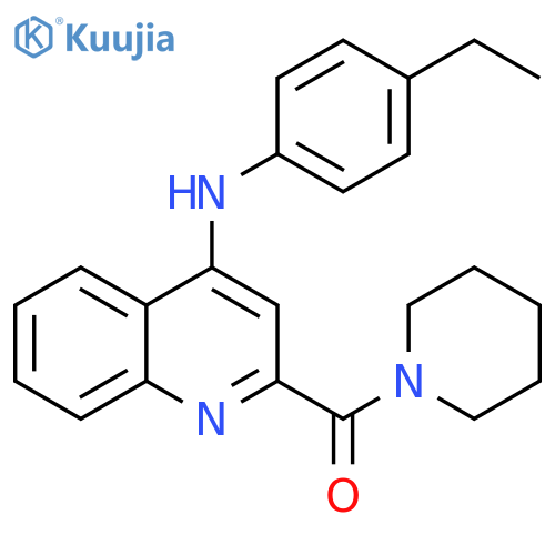 N-(4-ethylphenyl)-2-(piperidine-1-carbonyl)quinolin-4-amine structure