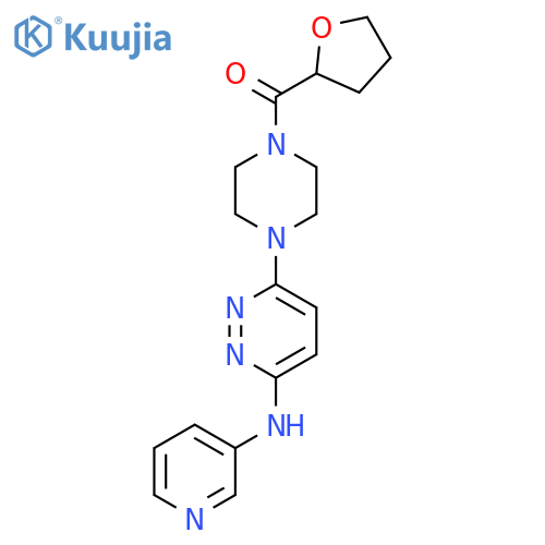 6-4-(oxolane-2-carbonyl)piperazin-1-yl-N-(pyridin-3-yl)pyridazin-3-amine structure